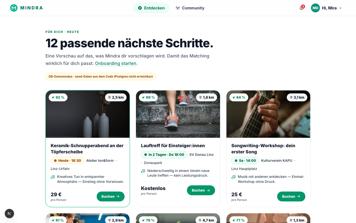 Mindra im Desktop – passende Vorschläge
